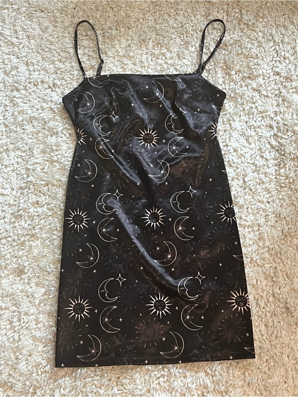 Urban Outfitters Black Celestial Moon Sun Mini Slip Dress Y2K Whimsigoth